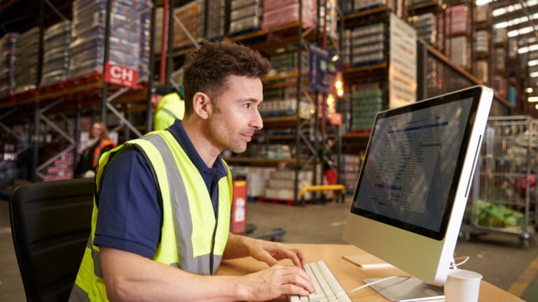 Man in safety vest working